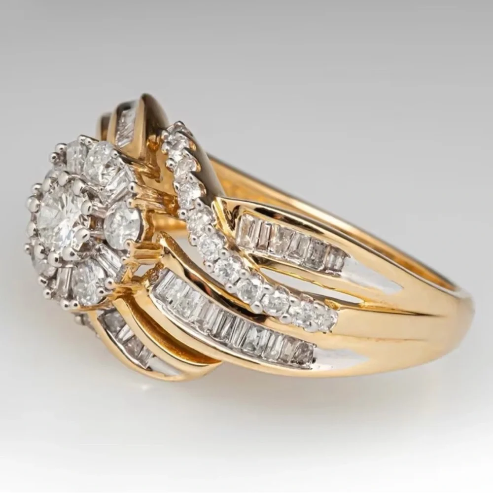 Elegant Gold and Silver Diamond Ring.